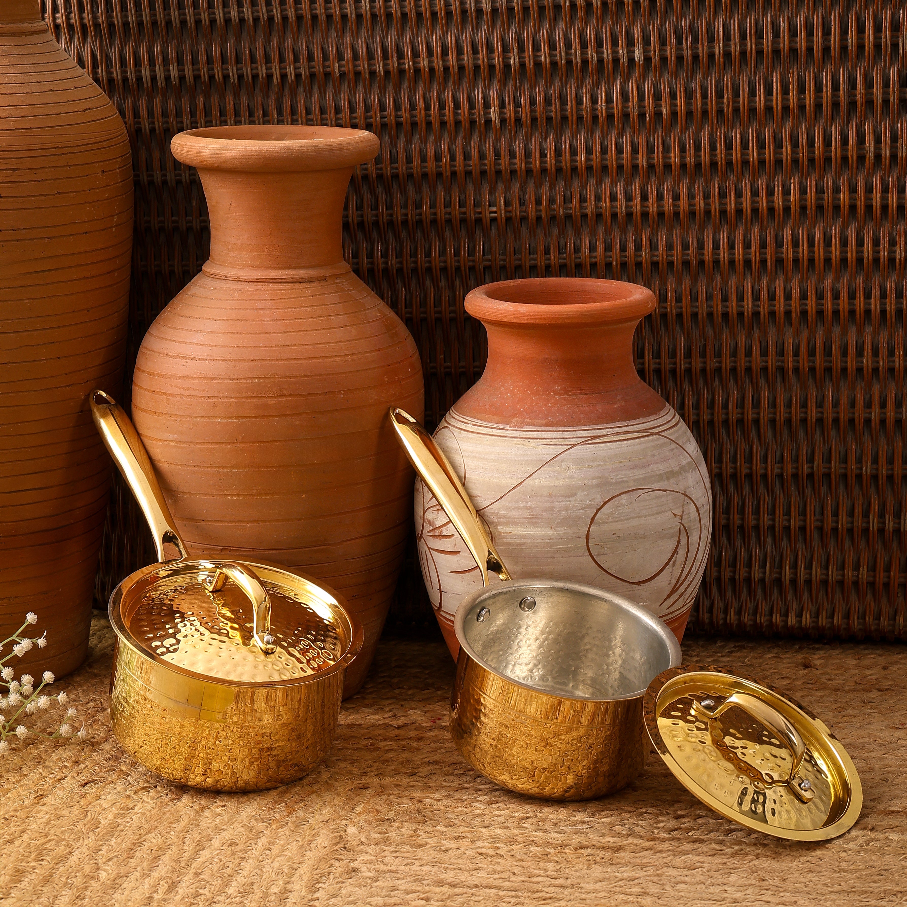 Hammered Brass Saucepan with Brass Lid | Non Toxic | Sustainable Kitchenware