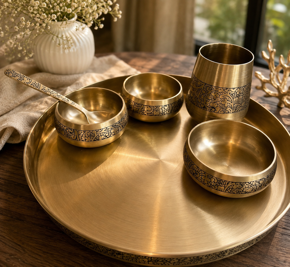 Elegant - 6 Pcs Set of Kansa Utensils