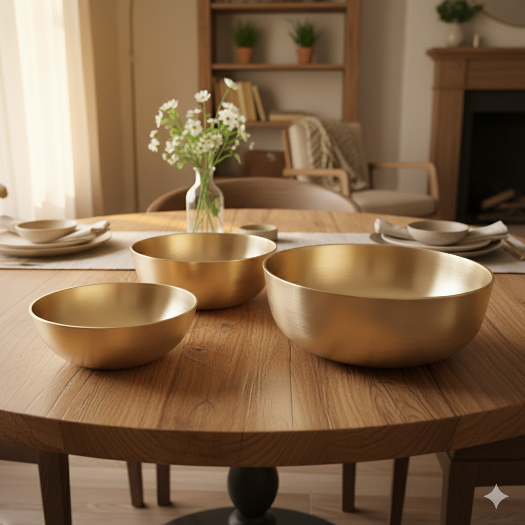 Plain Serving Bowls - Kansa Set of 3 Bowls