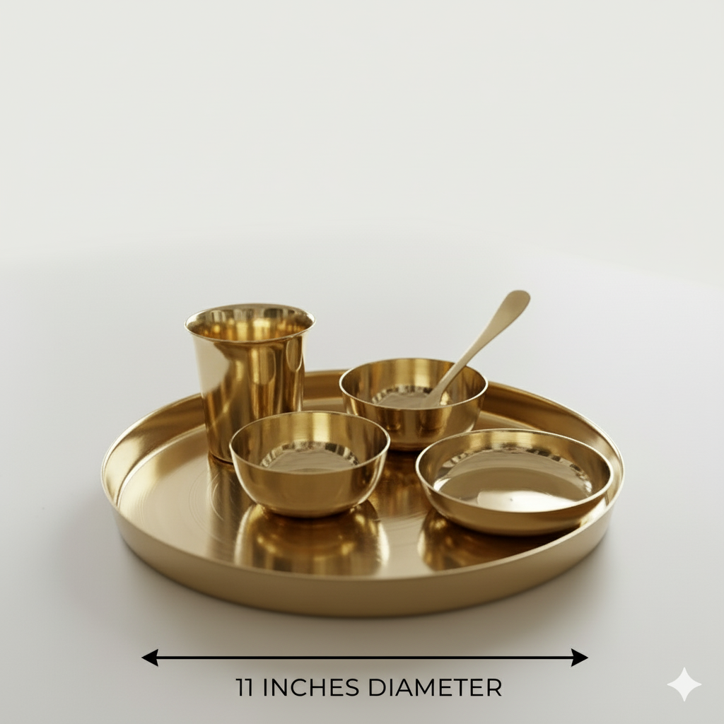 Victoria- Set of 6 Kansa Utensils Thali 11inches (28cms)