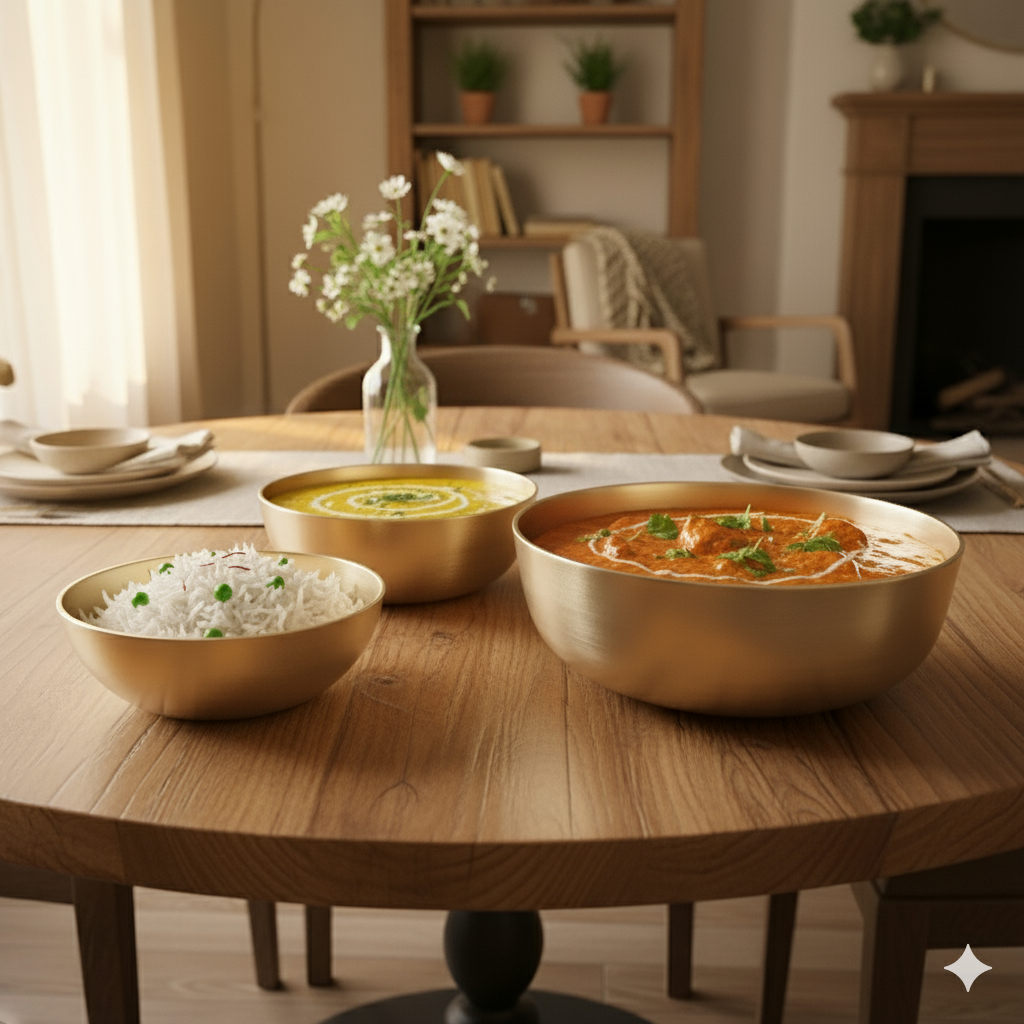 Plain Serving Bowls - Kansa Set of 3 Bowls