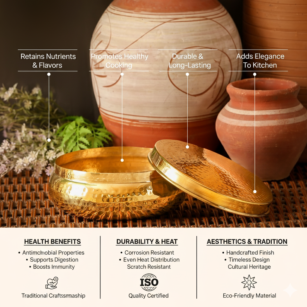 Brass Roti Box / Chapati Box | Hammered Box | Non Toxic