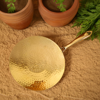 Hammered Brass Tawa with Brass Handle | Non-Toxic &amp; Sustainable
