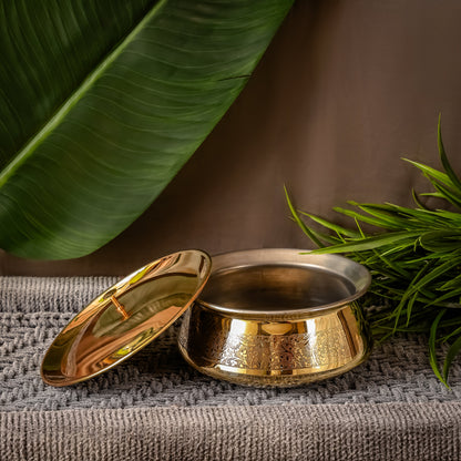 Brass Handi with Lid | Maharaja Design |Traditional Cookware | Naturally Non-Toxic &amp; Sustainable