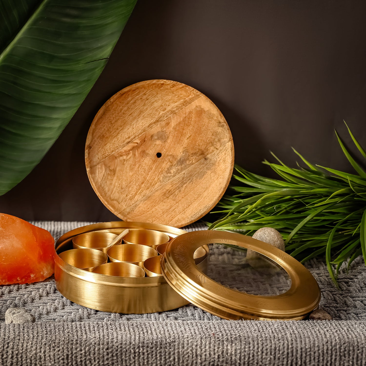 Brass Masala Box | Handcrafted | Toxin-Free &amp; Sustainable | Traditional Spice Box