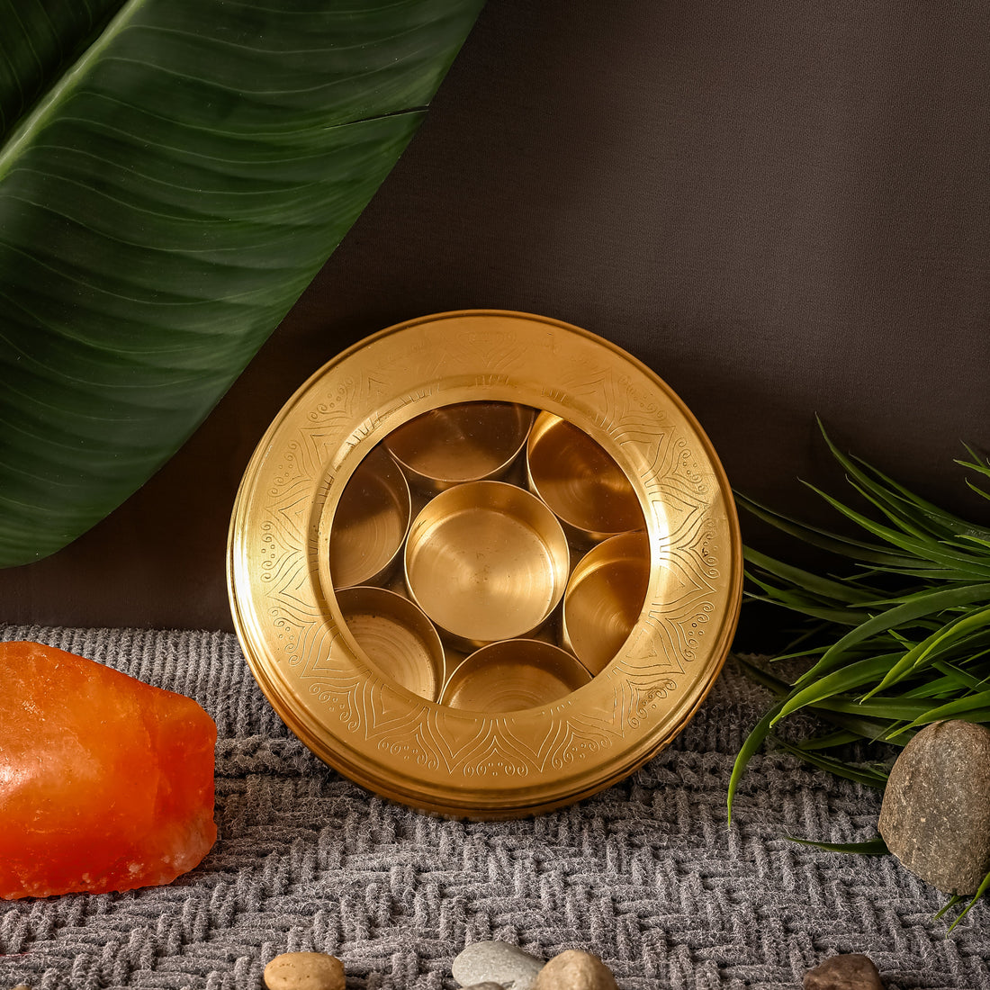 Brass Masala Box | Handcrafted | Toxin-Free &amp; Sustainable | Traditional Spice Box
