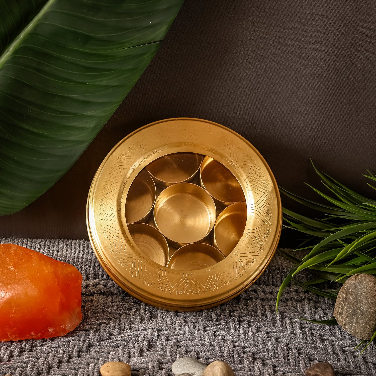 Brass Masala Box | Handcrafted | Toxin-Free &amp; Sustainable | Traditional Spice Box
