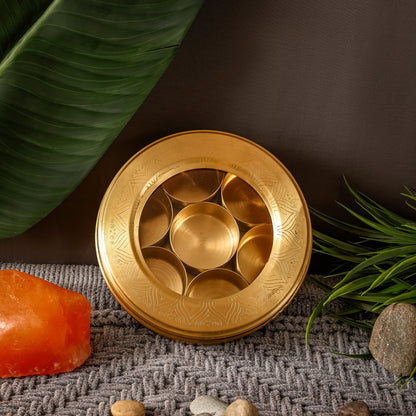 Brass Masala Box | Handcrafted | Toxin-Free &amp; Sustainable | Traditional Spice Box