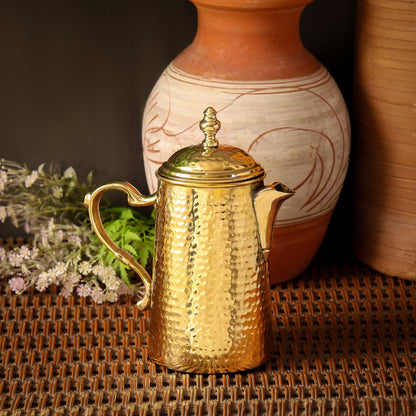 Hammered Brass Jug with Lid | Toxin-Free | Naturally Antimicrobial | Handcrafted