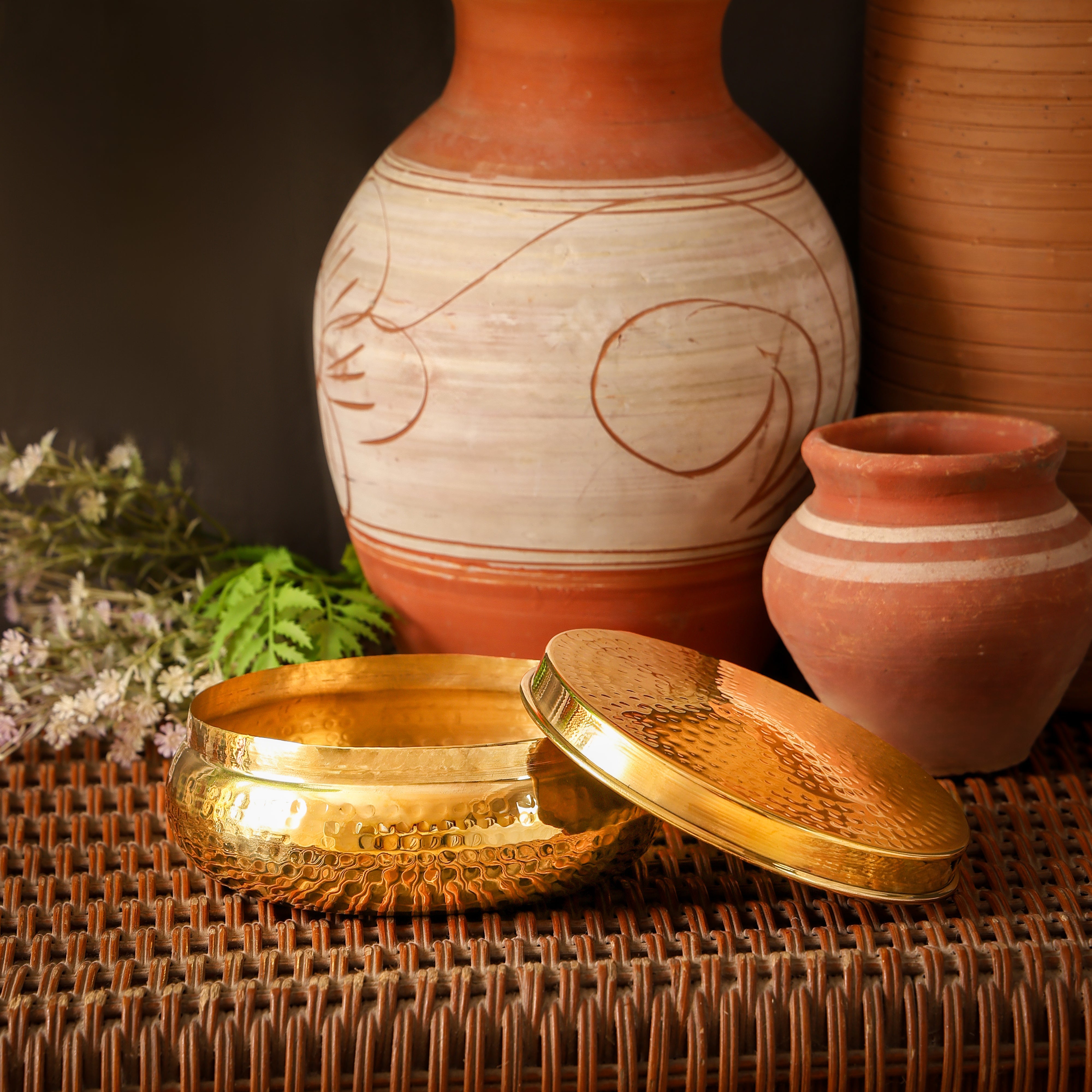 Brass Roti Box / Chapati Box | Hammered Box | Non Toxic – Tatsatva