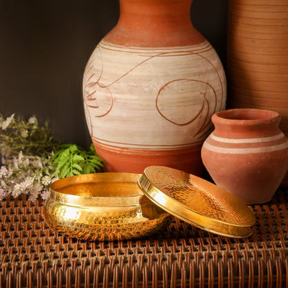 Brass Roti Box / Chapati Box | Hammered Box | Non Toxic