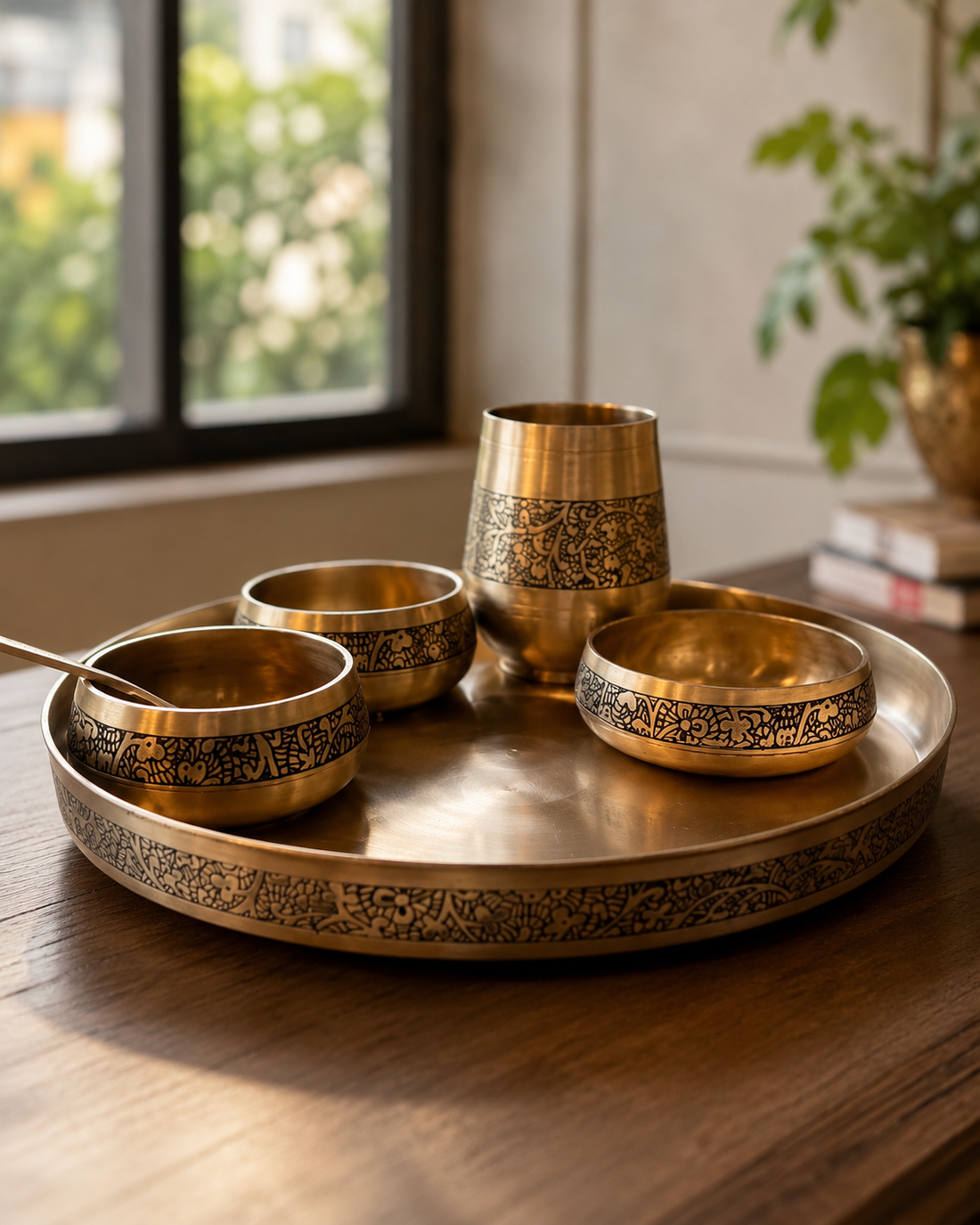 Elegant - 6 Pcs Set of Kansa Utensils