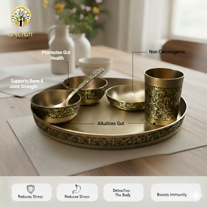 Victoria- Set of 6 Kansa Utensils Thali 11inches (28cms)