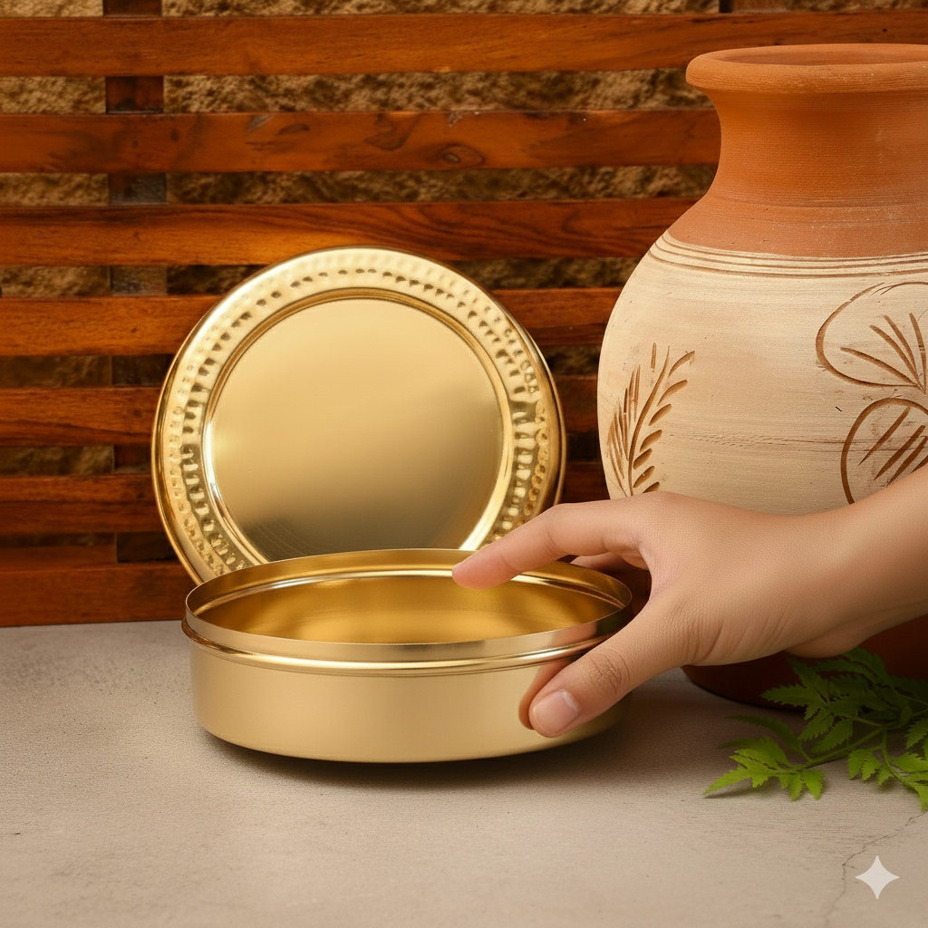 Brass Roti Box / Chapati Box | Big | Non Toxic