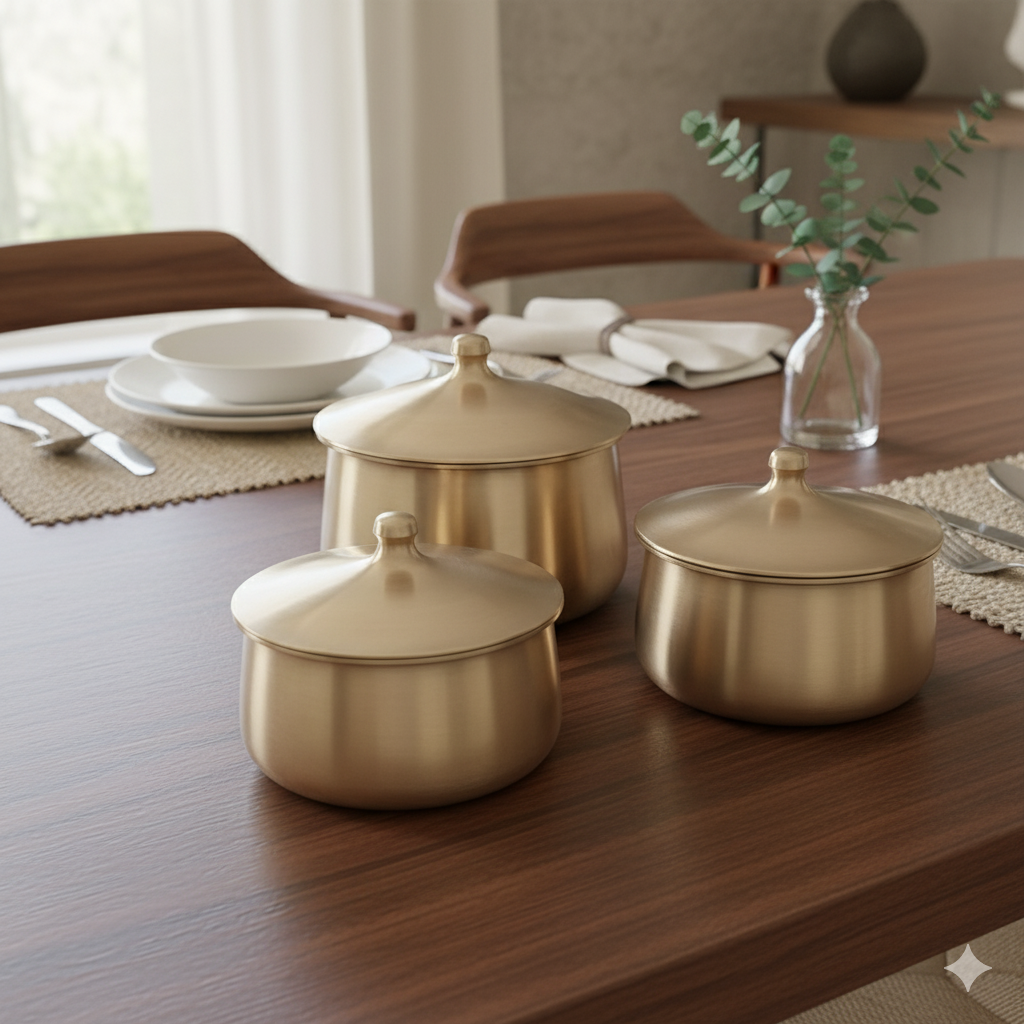 Sun Serving Bowls Pure Kansa Set of 3 pcs