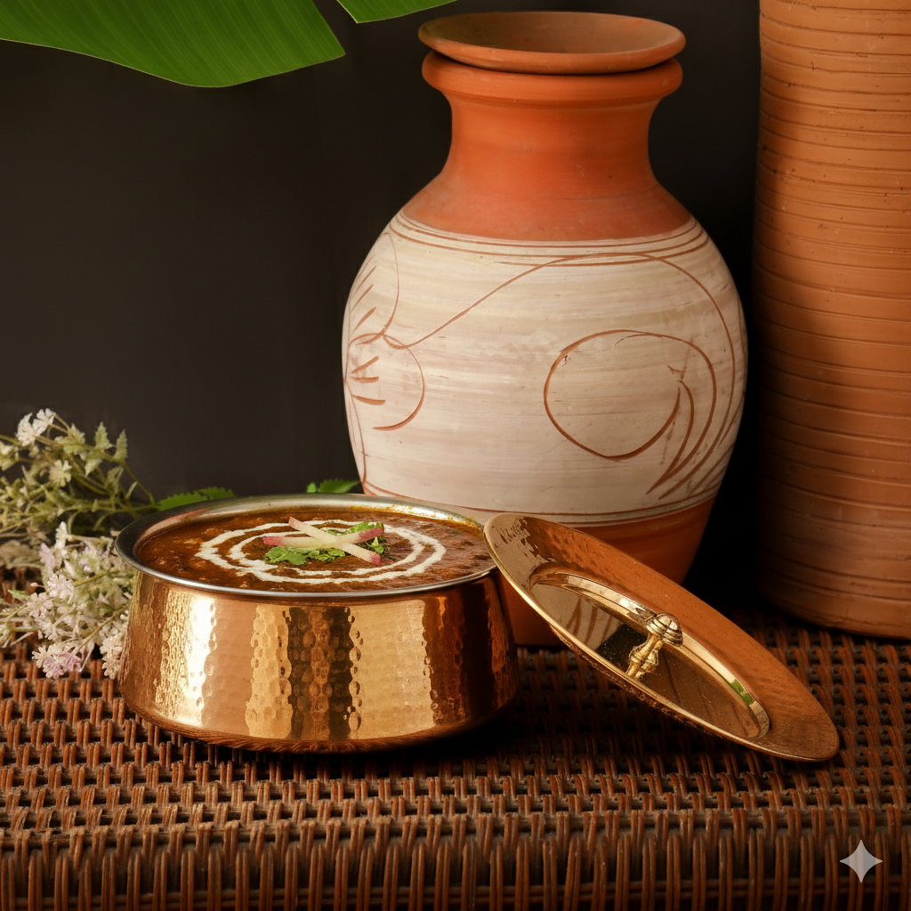 Brass Handi with Lid | Hammered Design |Traditional Cookware | Naturally Non-Toxic &amp; Sustainable