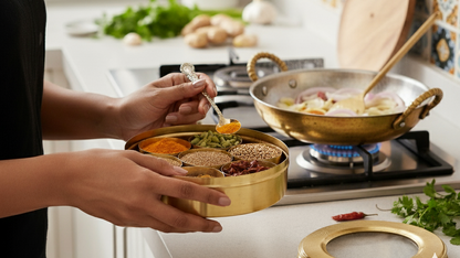 Brass Masala Box | Handcrafted | Toxin-Free &amp; Sustainable | Traditional Spice Box