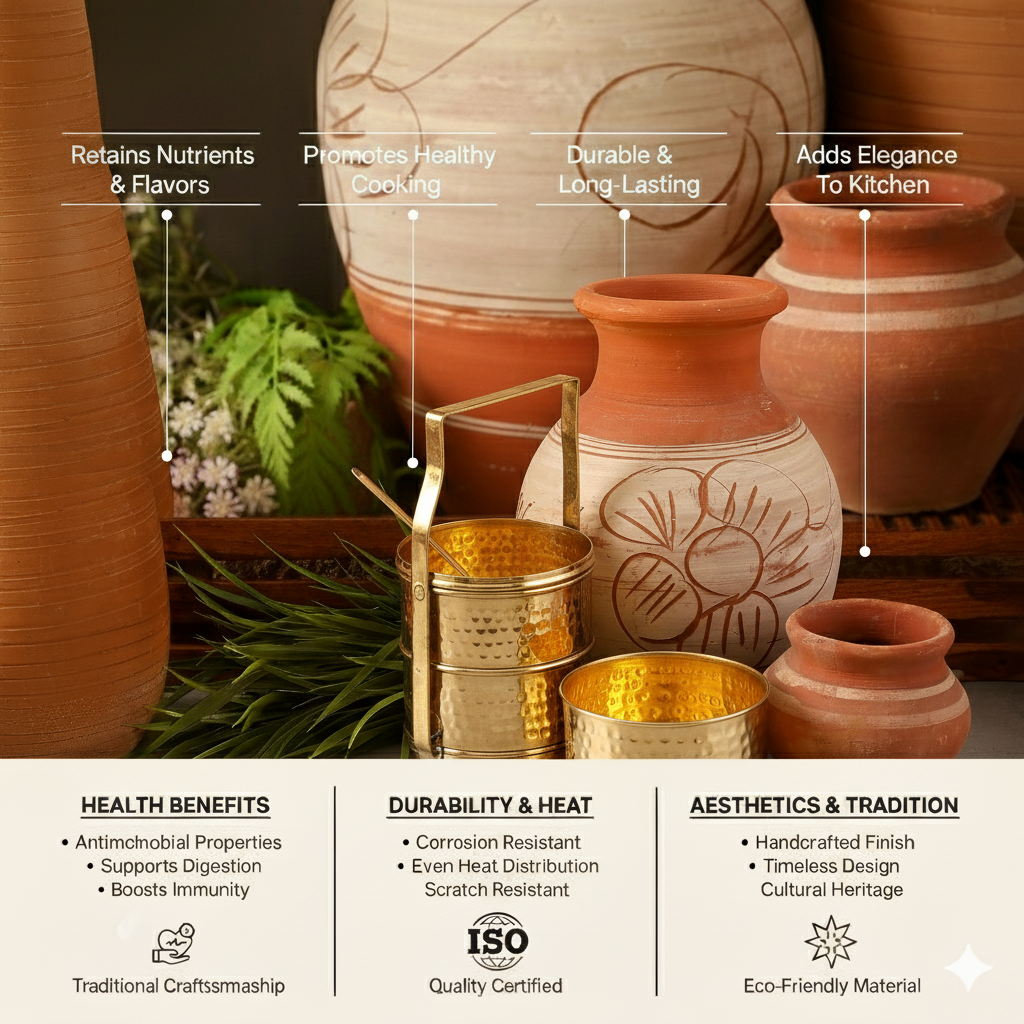 Brass Tiffin Box with 3 Compartments &amp; Spoon | Toxin-Free | Sustainable &amp; Handcrafted