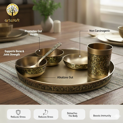 Maharaja- Set of 6 Kansa Utensils Thali 11inches (28cms)