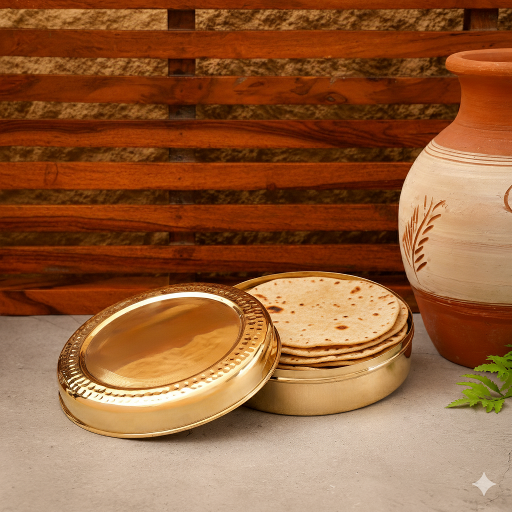 Brass Roti Box / Chapati Box | Big | Non Toxic