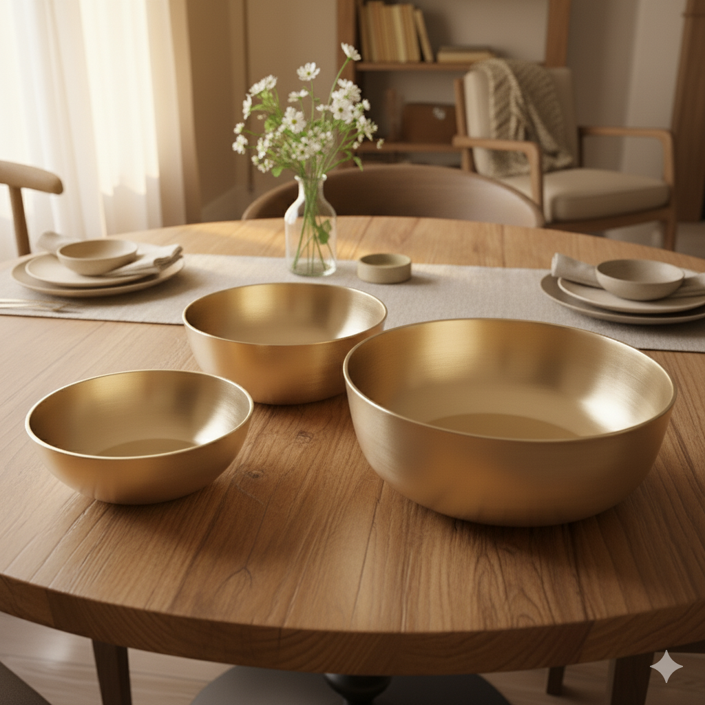 Plain Serving Bowls - Kansa Set of 3 Bowls