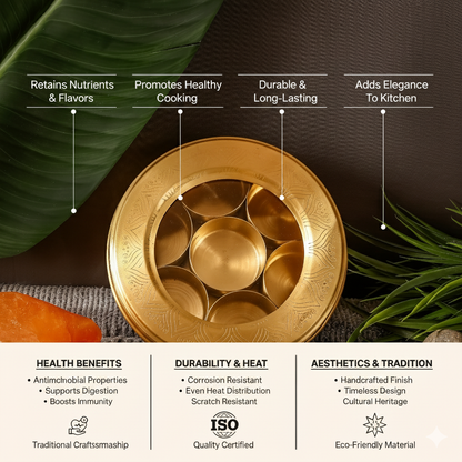 Brass Masala Box | Handcrafted | Toxin-Free &amp; Sustainable | Traditional Spice Box