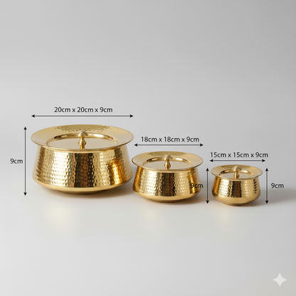 Brass Handi with Lid | Hammered Design |Traditional Cookware | Naturally Non-Toxic &amp; Sustainable