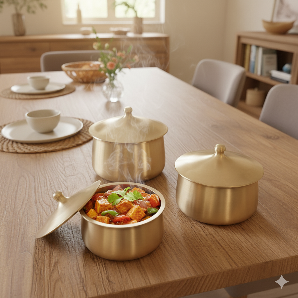 Sun Serving Bowls Pure Kansa Set of 3 pcs