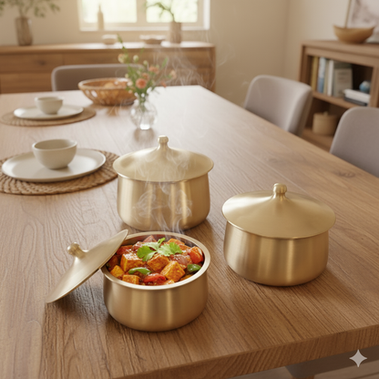 Sun Serving Bowls Pure Kansa Set of 3 pcs