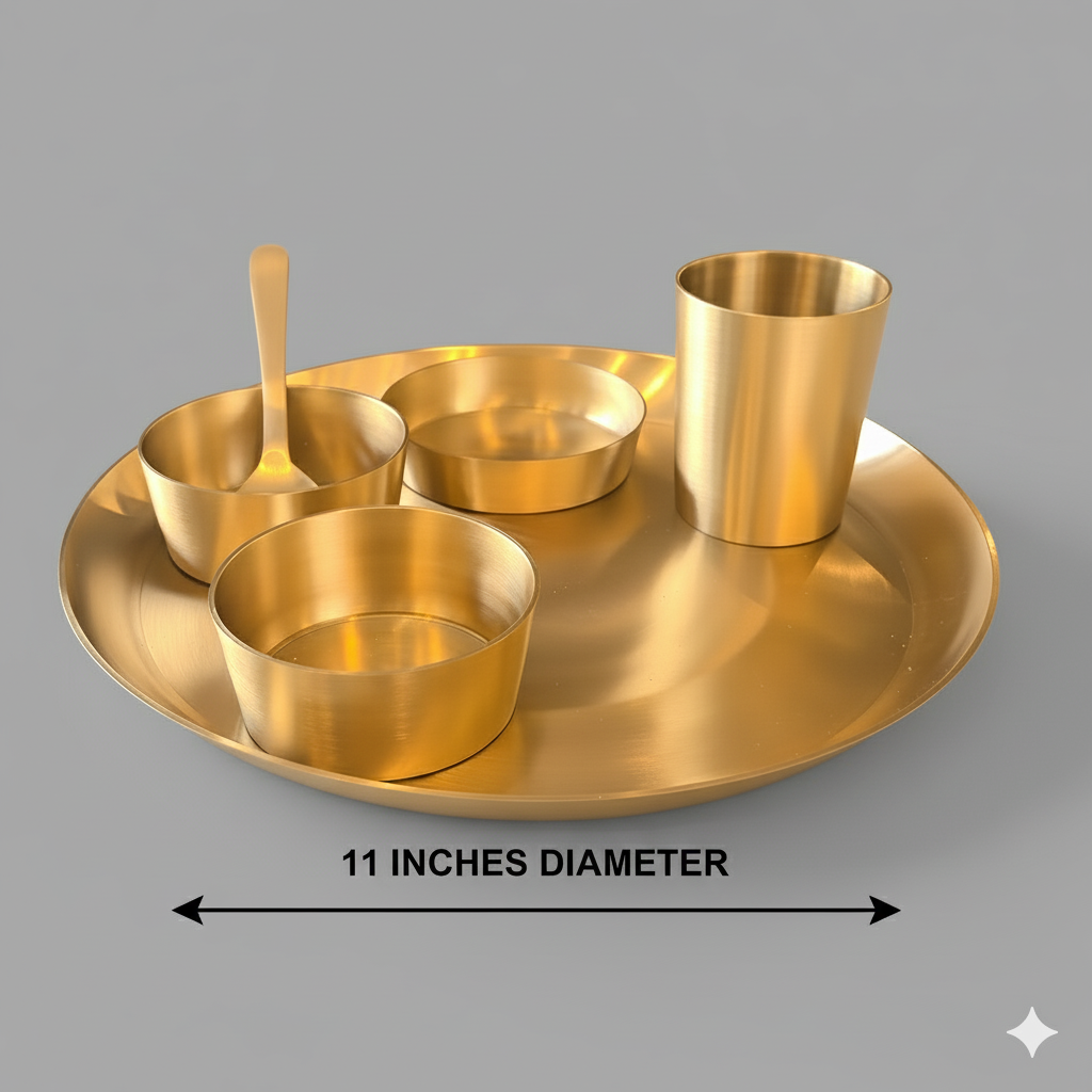 Amulyam -  Set of 6 Kansa Utensils Thali 11inches (28cms)