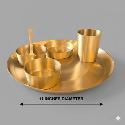 Amulyam -  Set of 6 Kansa Utensils Thali 11inches (28cms)