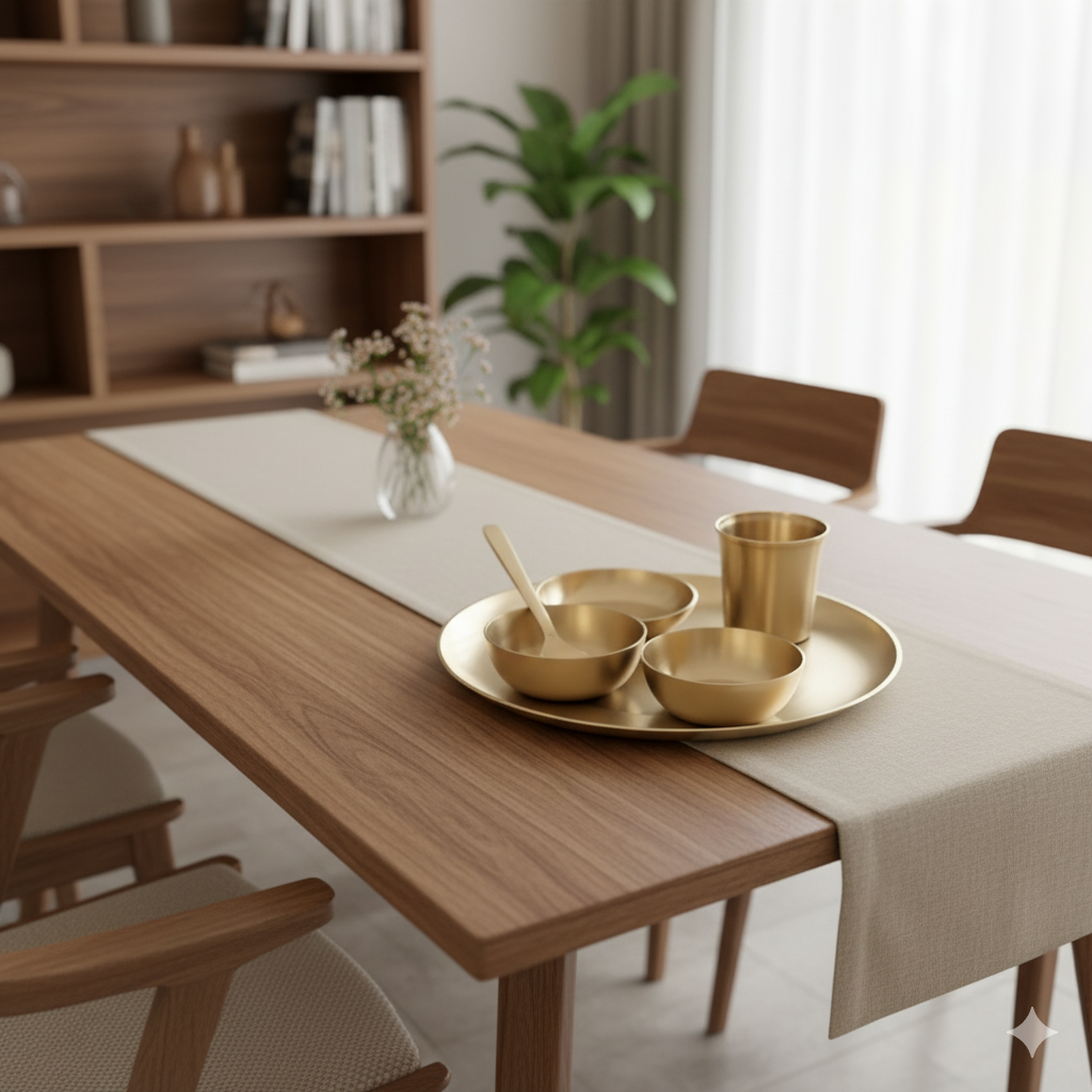 Nirvana -  Set of 6 Kansa Utensils Thali 11inches (28cms)