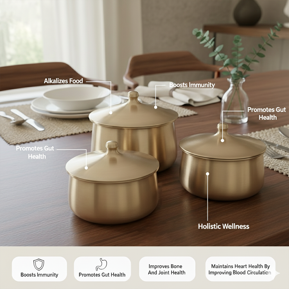 Sun Serving Bowls Pure Kansa Set of 3 pcs
