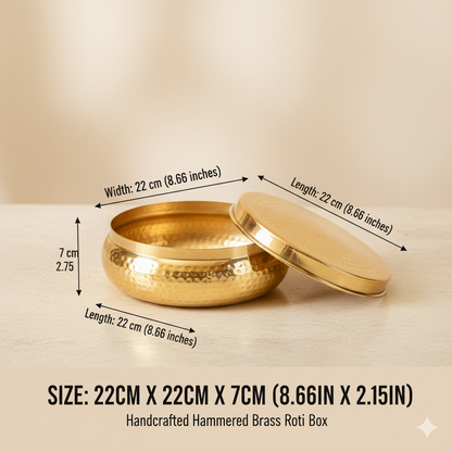 Brass Roti Box / Chapati Box | Hammered Box | Non Toxic
